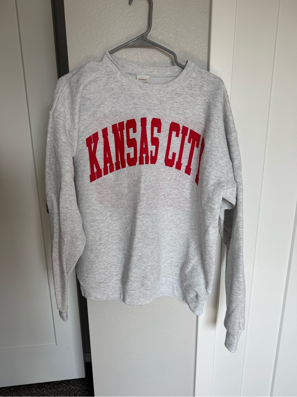Kansas City Grey Sweatshirt with Red Lettering